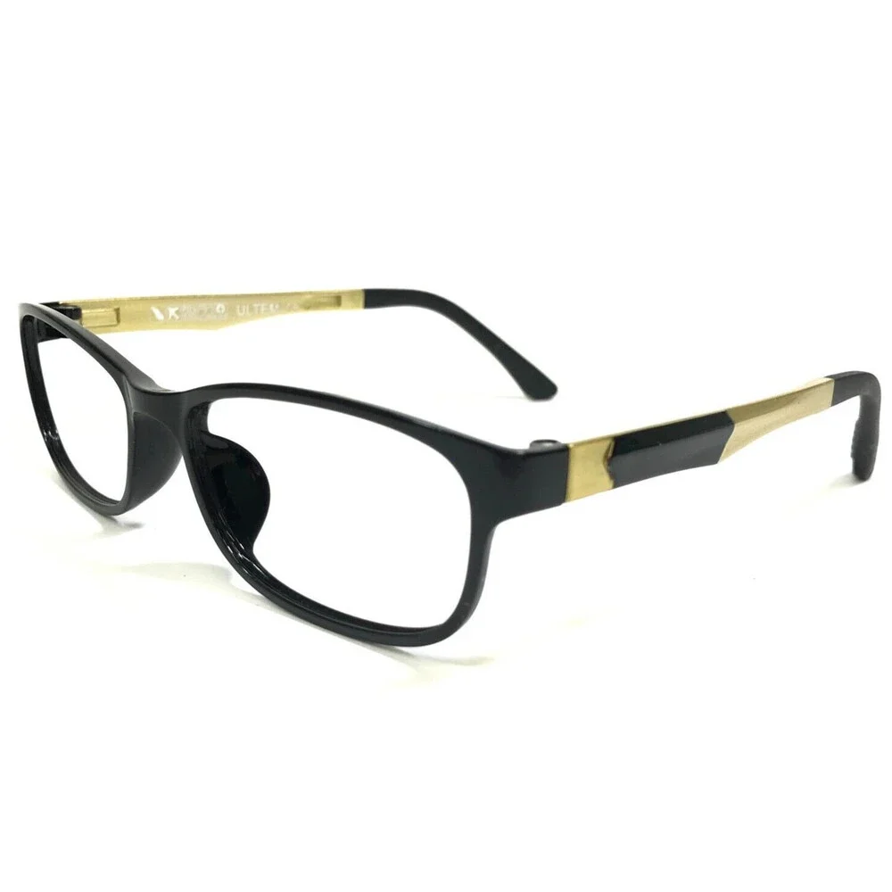 Oxygen Eyeglasses Frames 6011 Black/Gold Ultem Matte Rectangular 51-16-140